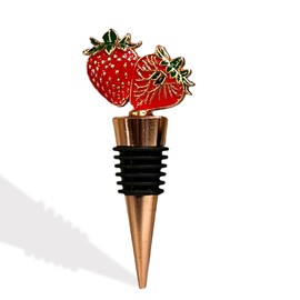 Decorative Shaped Top Bottle Plug – Durable, Reusable, Airtight Seal for Freshness, Ideal for Home, Kitchen (Strawberry - Bronze)