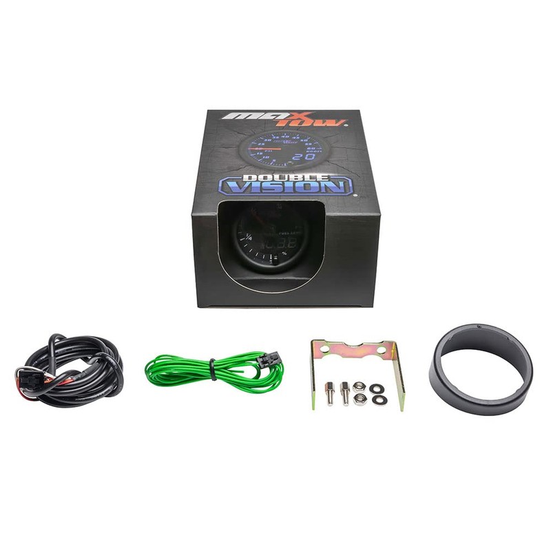 MaxTow Double Vision Fuel Level Gauge Kit - Black Gauge