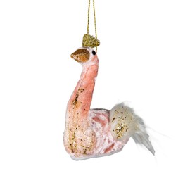 Light Pink Swan 12x13cm - Christmas Tree Hanging Decorations Festive Decorative Ornaments Fairy Tale Themed Xmas Tree Pendant