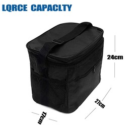 HIQE-FL Foldable Cool Bag, 10 L Picnic Bag, Cool Bag, Thermal Bag, Small, Insulated Lunch Bag, Ice Bag, Lunch Bag, Cool Box for Picnic (Black)