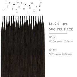 WENNALIFE I Tip Real Hair Extensions, 50 g, 100 Strands, 35 cm, Dark Brown Hair Extensions, Bonding Real Hair Extensions, Professional Hair Extensions, Invisible Straight Straight Real Human Hair
