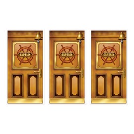 Beistle Plastic Cruise Ship Captain Door Covers, 5' x 30", Set of 3 - Nautical or Pirate Party Supplies, Themed Birthday Festivities, High Seas World Traveler Wall Decoration