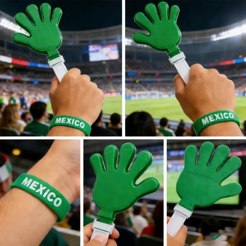 Kit Fútbol México Banderas Silbatos Pulseras Y Stickers