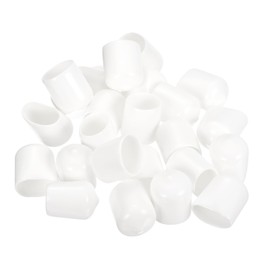 QUARKZMAN Pack of 100 Rubber End Caps 17 mm ID Vinyl PVC Round Tube Screw Cap Cover Screw Thread Protective Caps White