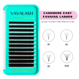 VAVALASH Cashmere Easy Fan Lashes 0.03 0.05 0.07 C/CC/D/DD Volume Lash Extensions 8MM-20MM Matte Black Self Fanning Eyelash Extensiones, Professional Supplies for Lash Artists (D-0.05,8-15mm)
