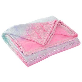 Luxury Seashell Print Fleece Blanket Large Soft Warm Mermaid Home Sofa Bed Throw 155x200cm