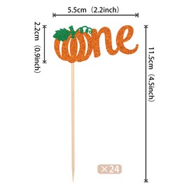 24 piezas de decoración de cupcakes con purpurina para el primer cumpleaños, decoración de pasteles de fiesta de Acción de Gracias, 24 piezas