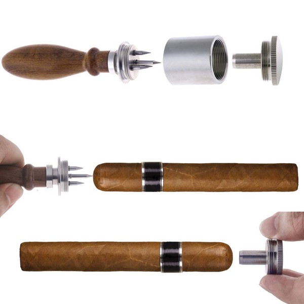Kocent Cigar Punch Enhancer Tool Cigar Draw with Wooden Bullet Handle | Cigar Poker for Piercing,A Must Choice for Serious Cigar Enthusiasts (Punch)