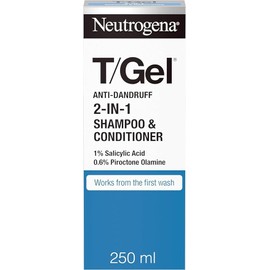 Neutrogena T/Gel 2 in 1 Anti-Dandruff Shampoo and Conditioner (1x 250ml), Shampoo and Conditioner to Help Fight Dandruff From First Wash, Haircare for Soft, Shiny Healthy-Looking Hair and Scalp