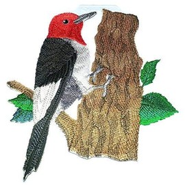 Nature Weaved in Threads, Amazing Birds Kingdom [Red Headed Woodpecker] [Custom and Unique] Embroidered Iron on/Sew Patch [7" *6"] [Made in USA]