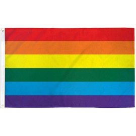Quality Standard Flags Rainbow Polyester Flag, 3 by 5'