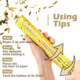 Tamodan 5 Packs Confetti Poppers,12 inch Confetti Cannon,Gold Party Poppers Confetti Shooters for Graduation,Birthday,Wedding,Christmas,New Year's Eve and Any Celebrations.
