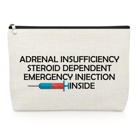 Gevody Adrenal Insufficiency Makeup Bag Doctor Nurse Gifts for Women Friend Injection Compartment Cosmetic Bag Medical Technician Gifts Emergency Injection Pouch for Travel Christmas Birthday Present