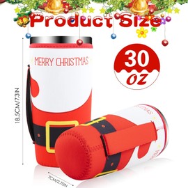 8 Pcs Christmas Reusable Iced Coffee Cup Sleeves Neoprene Sleeves Insulated Cup Cover Xmas Coffee Cup Sleeves Coffee Cup Covers for 30-32 oz Coffee Beverage Milk Cold Hot Drinks (Coffe Cup)