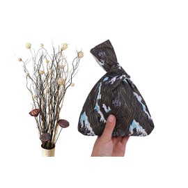 Rubitas Japanese Pattern Pouch, Bag, Drawstring Bag, One Hand, Handbag, Small Items, Japanese Dress, Black Wave