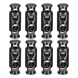 sourcing map 8pcs Metal Cord Locks, 3.8mm Double Hole Spring Stopper Fastener Slider Toggles End for Drawstrings Bags Backpack Clothing Lanyards, Black