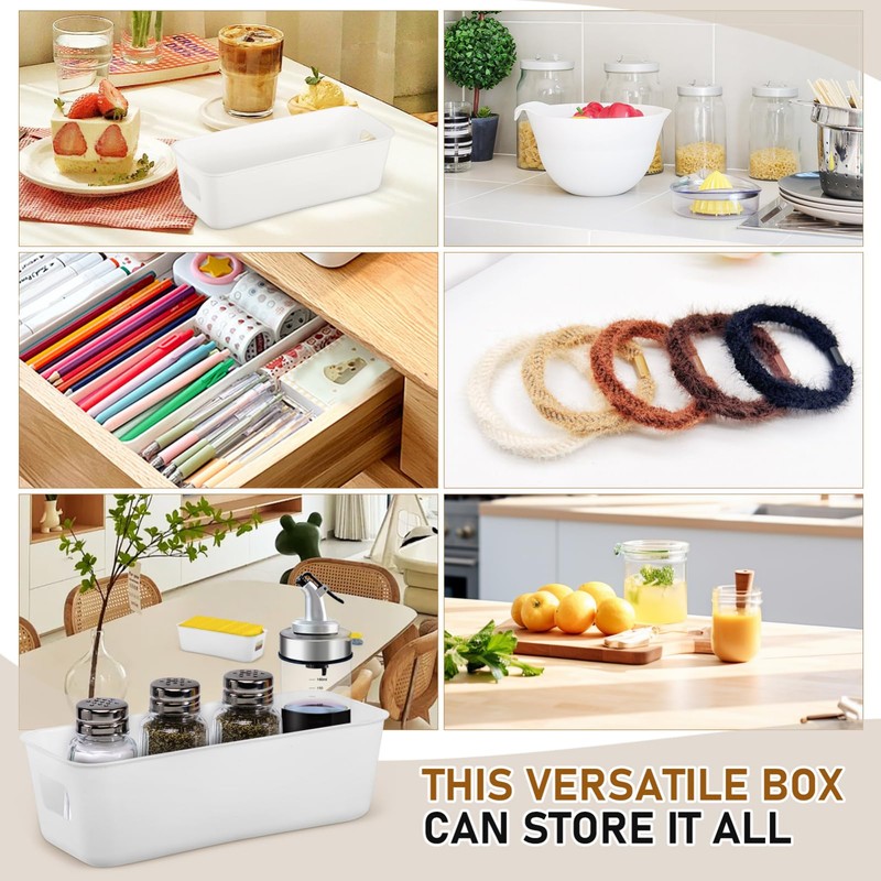8-pack Plastic Storage Bins Thin Rectangular Storage Basket Set 8.85