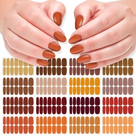 DANNEASY 16 Sheets Thanksgiving Nail Polish Stickers, Full Nail Wraps, Solid ...