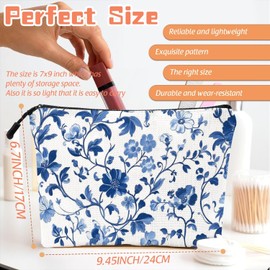 Scribesense Makeup Bag Travel Makeup Organizer Waterproof Cosmetic Bag Pouch with Zipper 6.7x9.45in for Women Female Friend Mom - Beautiful Blue And White Porcelain