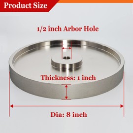 GYTYCATAH CBN Grinding Wheel, Dia 8" x 1" Wide with 1/2" Arbor, Diamond Grinding Wheel for Sharpening High Speed Steel, Grit 1000