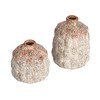 Creative Co-Op Terra-Cotta Vases with Raised Rectangles Pattern, Cream, Set