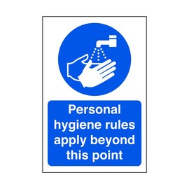 Personal hygiene rules apply beyond this point - Food Preparation/Safety/Wash Hands/Clean/Kitchen- 3mm Aluminum Dibond for indoor/outdoor usage (300mm x 200mm) 7m Viewing Distance.
