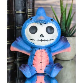 Ebros Larger Edition Furry Bones Blue Skylight Pterry The Pterodactyl Flying Dinosaur Bird Skeleton Monster Sit Up Figurine 4.25" Tall Furrybones Collectible Sculpture