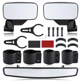GoaMotors UTV Side Rear View Mirror & Center View Mirror With 1.75" to 2" Roll Bar Cage, Offroad Adjustable Rear View Side Mirrors Fit for Polaris RZR for Pioneer for Yamaha for Kawasaki