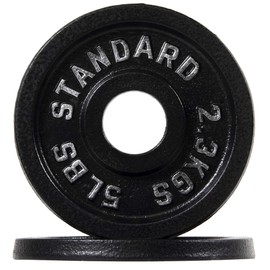 BalanceFrom Cast Iron Plate Weight Plate for Strength Training and Weightlifting, Olympic Size, 2-Inch Center, 5LB Pair