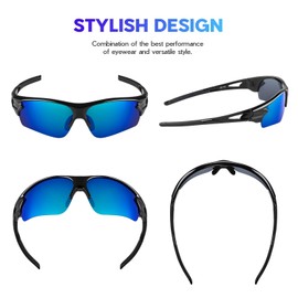 Bea Cool Sports Sunglasses for Men, Polarised Sports Glasses with UV400 Protection, Tri-Acetate Cellulose (TAC) Sports Sunglasses, Polycarbonate (PC) Frame for Cycling, Running, Outdoor Activities - black green