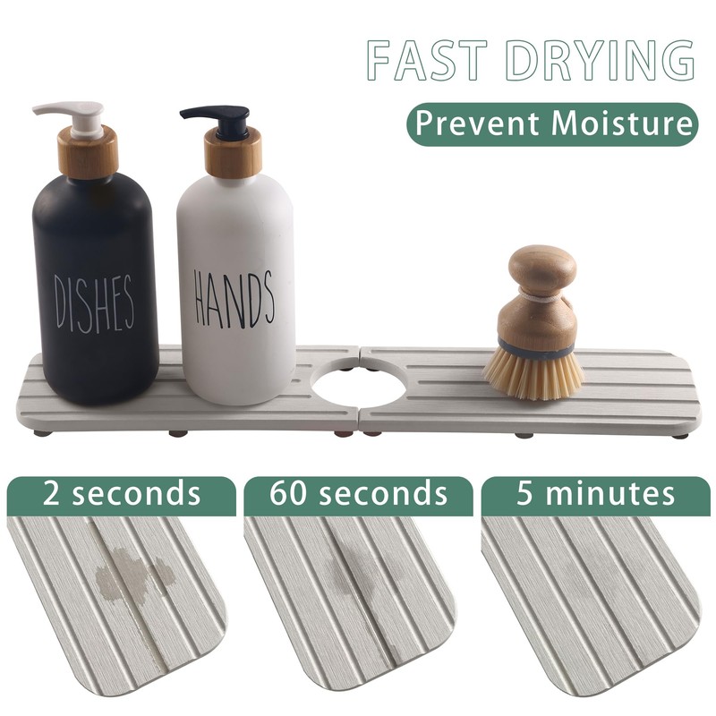 Tapete para llave para lavabo de baño (17 pulgadas, gris