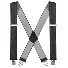 BoiLafiYon Suspenders for Men with Heavy Duty Clip, 2" Wide Men's Suspenders for Work X-Back Suspenders Ideal for Seniors Fathers Husbands (Grey)
