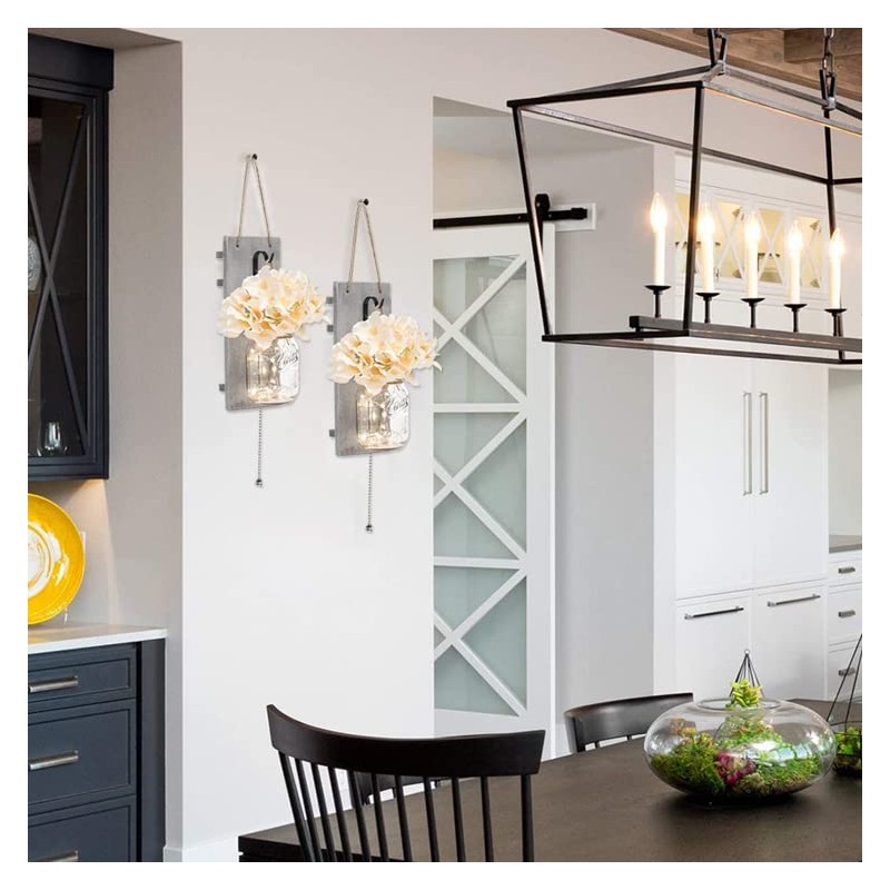 iDECOE Premium Mason Jar Wall Decor Sconces - Rustic Grey