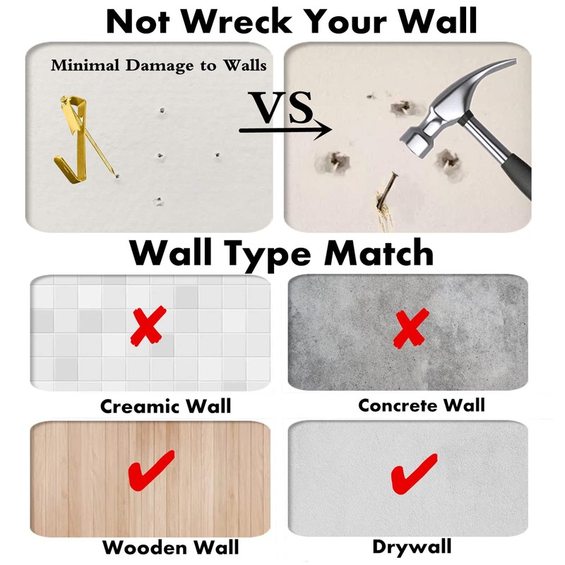 Picture Hooks for Hard Wall, 80pcs Picture Picture Hanger Hooks