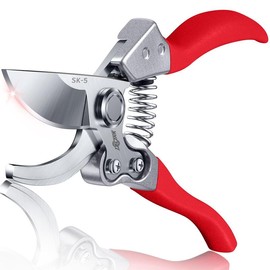 DECERK Pruning Shears for Garden  8.5" Professional Bypass Gardening Scissors & Clippers, Super Sharp SK5 Blade, Ergonomic Handle Heavy Duty Hand Held Pruners, Gardening Gift for Women Men with wood finish, 2025 home Tool Lock Cutting:_Wood