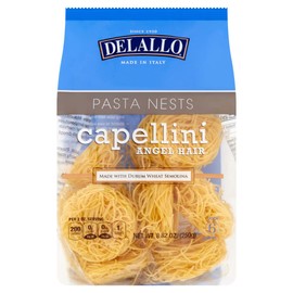 DeLallo Capellini Egg Pasta Nests, Angel Hair Long-Cut Pasta, 8.8oz Bag, 4-Pack