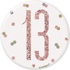 13th Birthday White And Rose Gold Badge Age 13 Rose