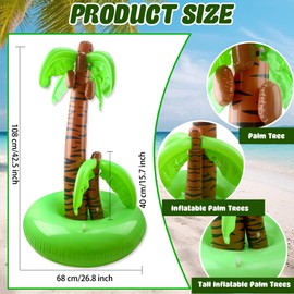 2 Pieces 42 Inch Inflatable Palm Trees Jumbo Large Coconut Tree Blow Up Palm Trees for Summer Tropical Beach Pool Party Hawaiian Party Decoration