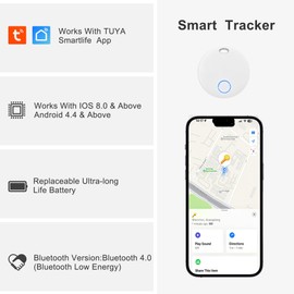 Tracker Tags 4 Pack, Luggage Tracking Tags Compatible with with TUYA APP,Both iOS and Android Compatible, Key Finder Locator with Sound,Smart Tag,Item Finder for Keys, Bags, Suitcases and More, White