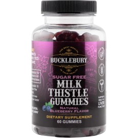 Bucklebury Milk Thistle Gummies 1000mg, Sugar Free Blueberry Flavor, Vegan, 60 Count