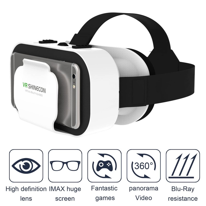 VR Brille für Handy, 3D Virtual Reality Headset kompatibel 4,7-6,5