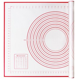 Yansumi Silicone Pastry Mat Extra Large Non-Slip Mat for Rolling Dough Pie Crust and Baking Non-Stick with Measurements (Red, 32x24)