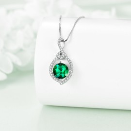 Peridot Necklace Sterling Silver Infinity Birthstone Necklace Pendant Jewellry Gifts for Women (Birthstone Pendant Nacklace)