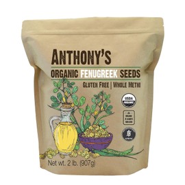 Anthonys Semillas orgnicas de fenogreco, 2 libras, semillas enteras de meti, sin gluten, sin OMG, no irradiadas                                       