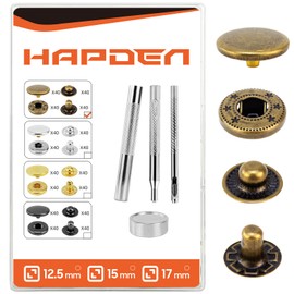 Leather Snaps and Fasteners Kit，17mm 40 Sets Metal Snap Buttons with Setter Tools， Sewing Snaps for Clothing，Fabric，Leather, Clothes, Jackets, Bags, DIY Crafting（Bronze）