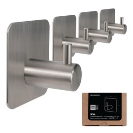 BLISIMO Heavy Duty Adhesive Towel Hooks Stick on Towel Hanger Wall Holder Waterproof Stainless Steel Sticky Hooks for Hanging Bathroom Kitchen Home 4 Pack Silver