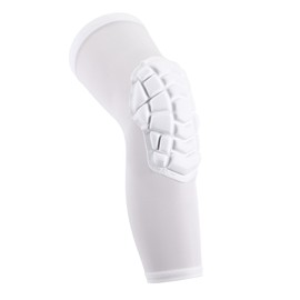 KRIYNAA Basketball knee pads, compression leg covers for teenagers and adults, wrestling knee pads, football volleyball, pickleball, weightlifting knee pads (1 white long knee pad, Large)