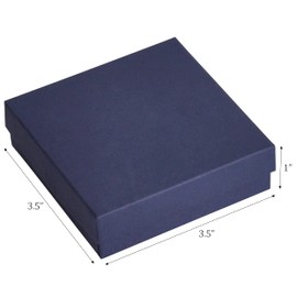 Cardboard Jewelry Boxes 10 Pack - 3.5"x3.5"x1" Bulk Cotton Filled Small Gift Boxes with Lids for Jewelry Packaging (Navy Blue)