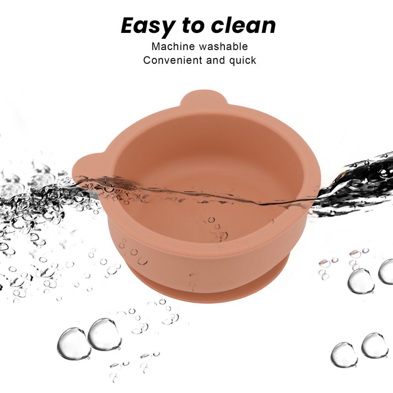 Silicone Baby Bowl Spoon Set with Bottom Suction Cup Ergonomic