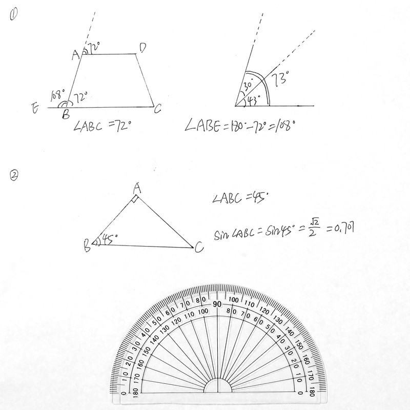 Plastic Protractor for Angle Measurement Student Math 180 Degrees, 4
